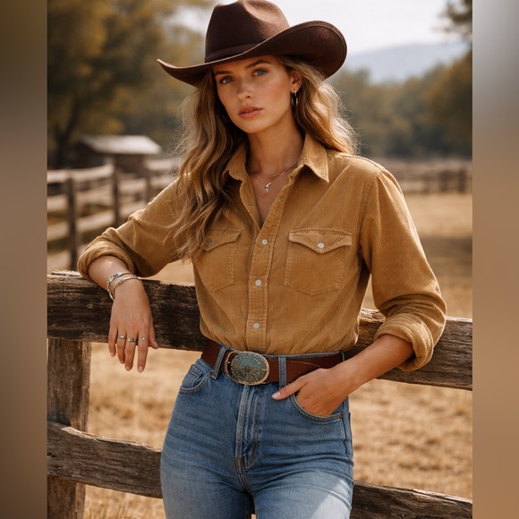 Vintage Ralph Lauren Western Wear Corduroy Shirt | RL Western Button Up | Size 4 - Picture 2 of 8